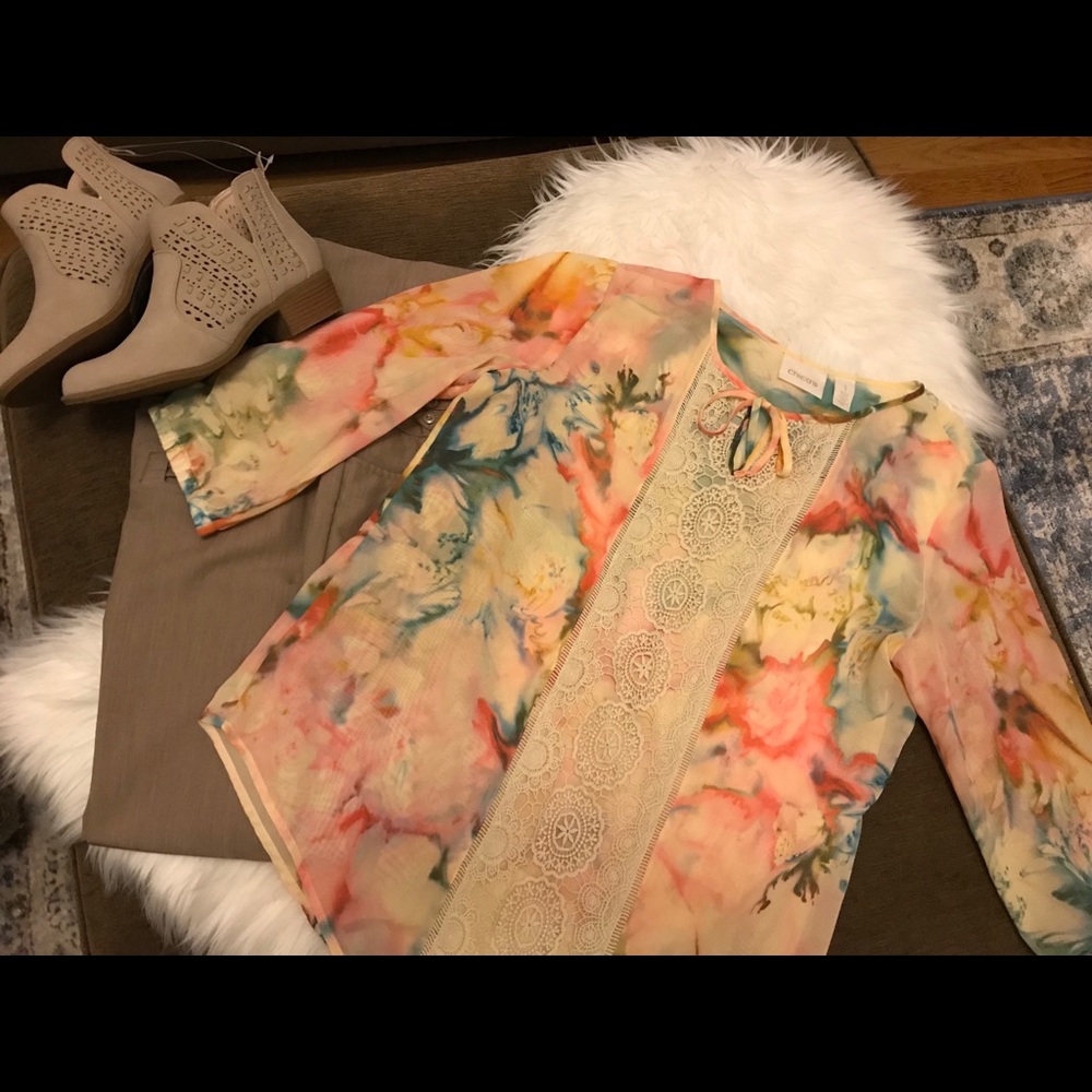 3/$20 Chico’s Water Color Blouse Boutique Style